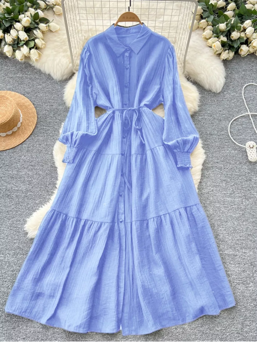 Button Down Tiered Long Sleeve Dress, image 8