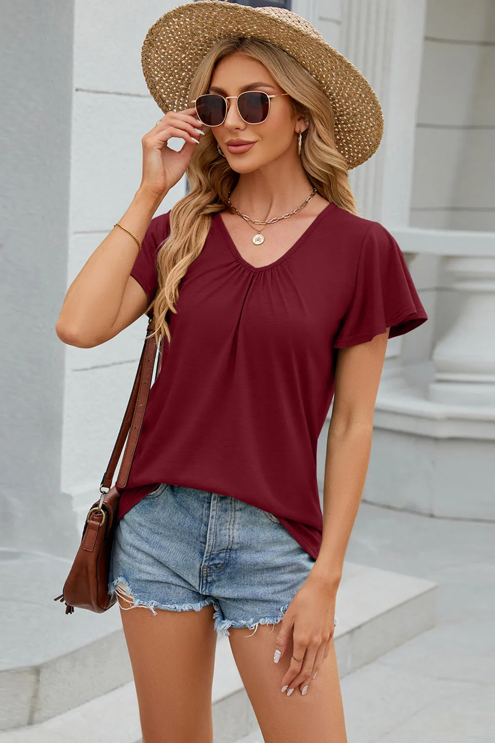 V-Neck Short Sleeve T-Shirt, image 21