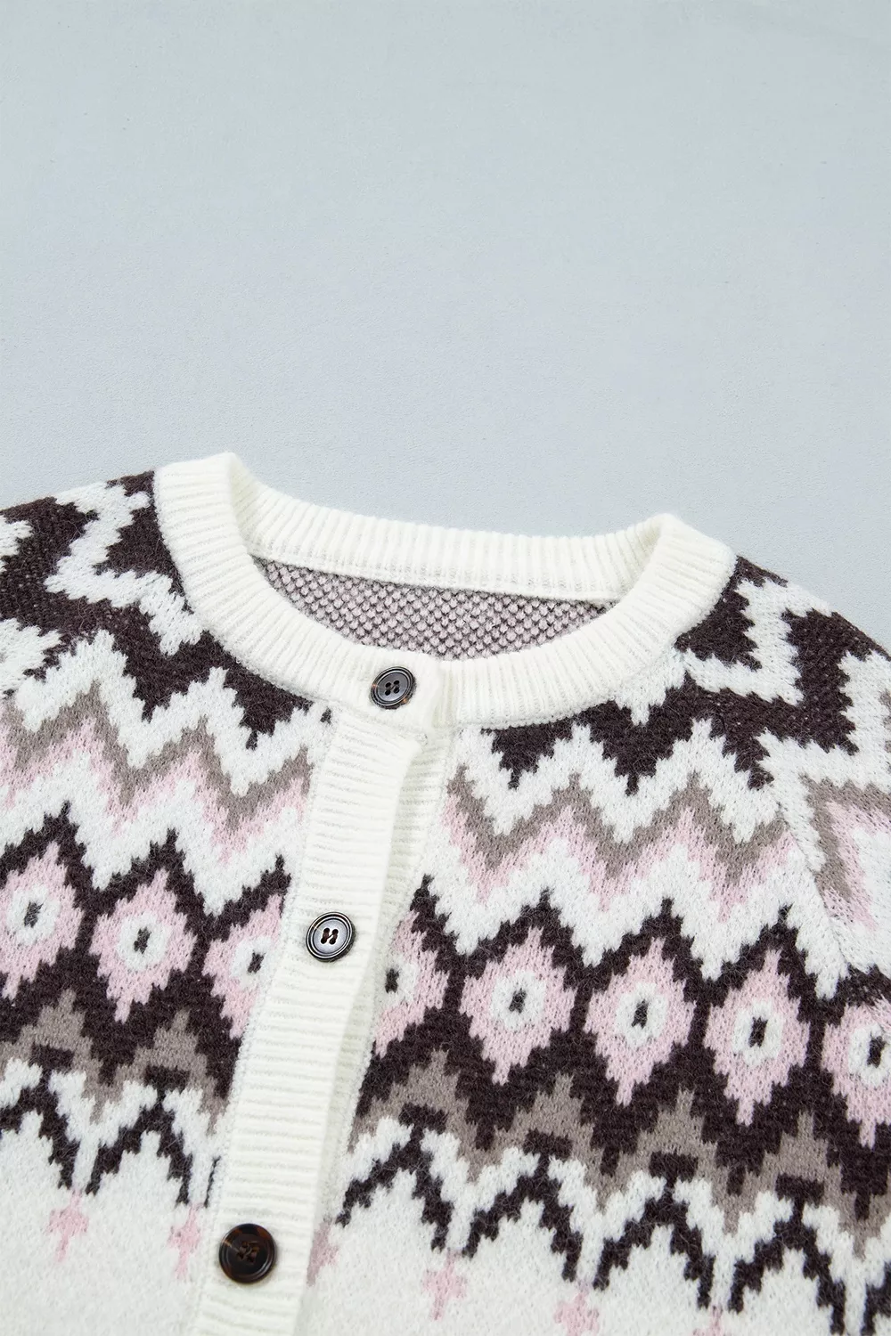 Geometric Pattern Brushed Knit Button Cardigan, image 9