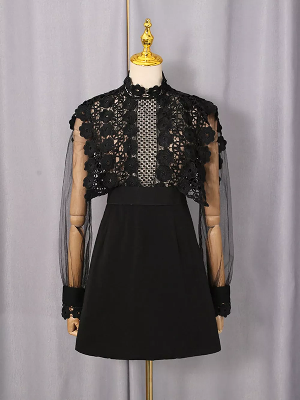 Lace Sheer Sleeve Mini Dress, image 7