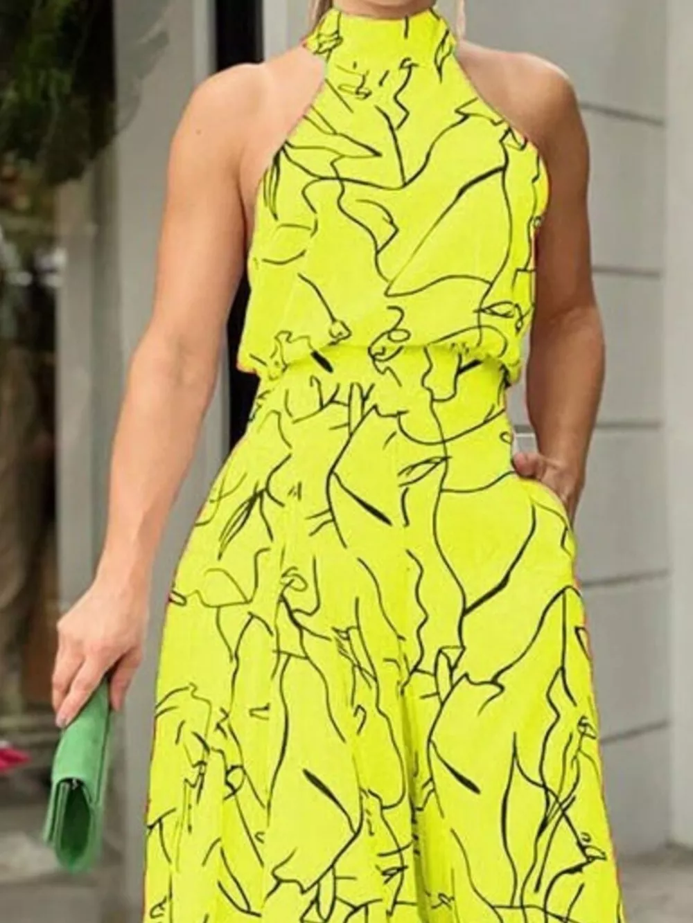 Halter Neck Abstract Print Wide Leg Jumpsuit, image 14