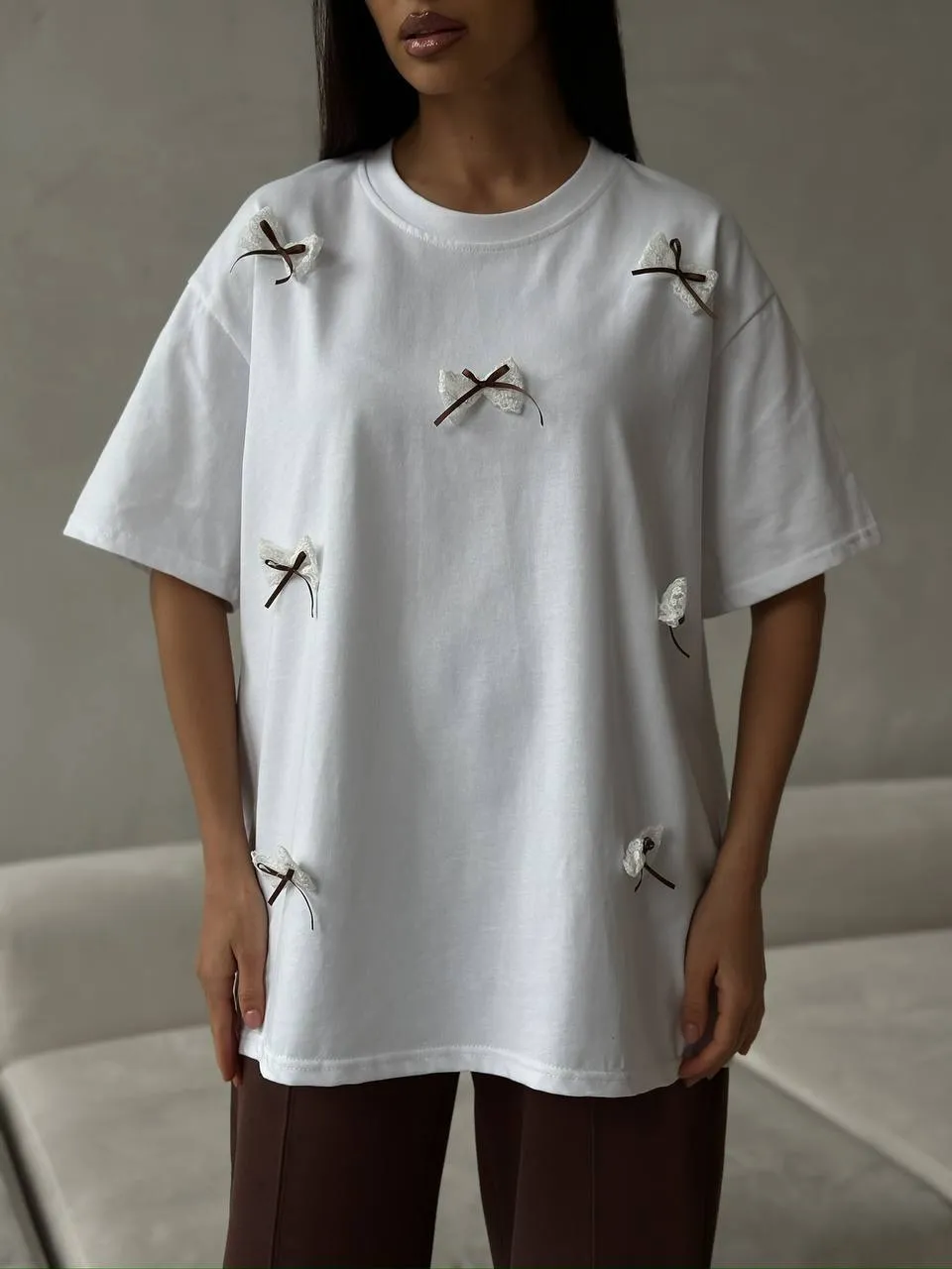 Bow Round Neck Oversized T-Shirt, image 3