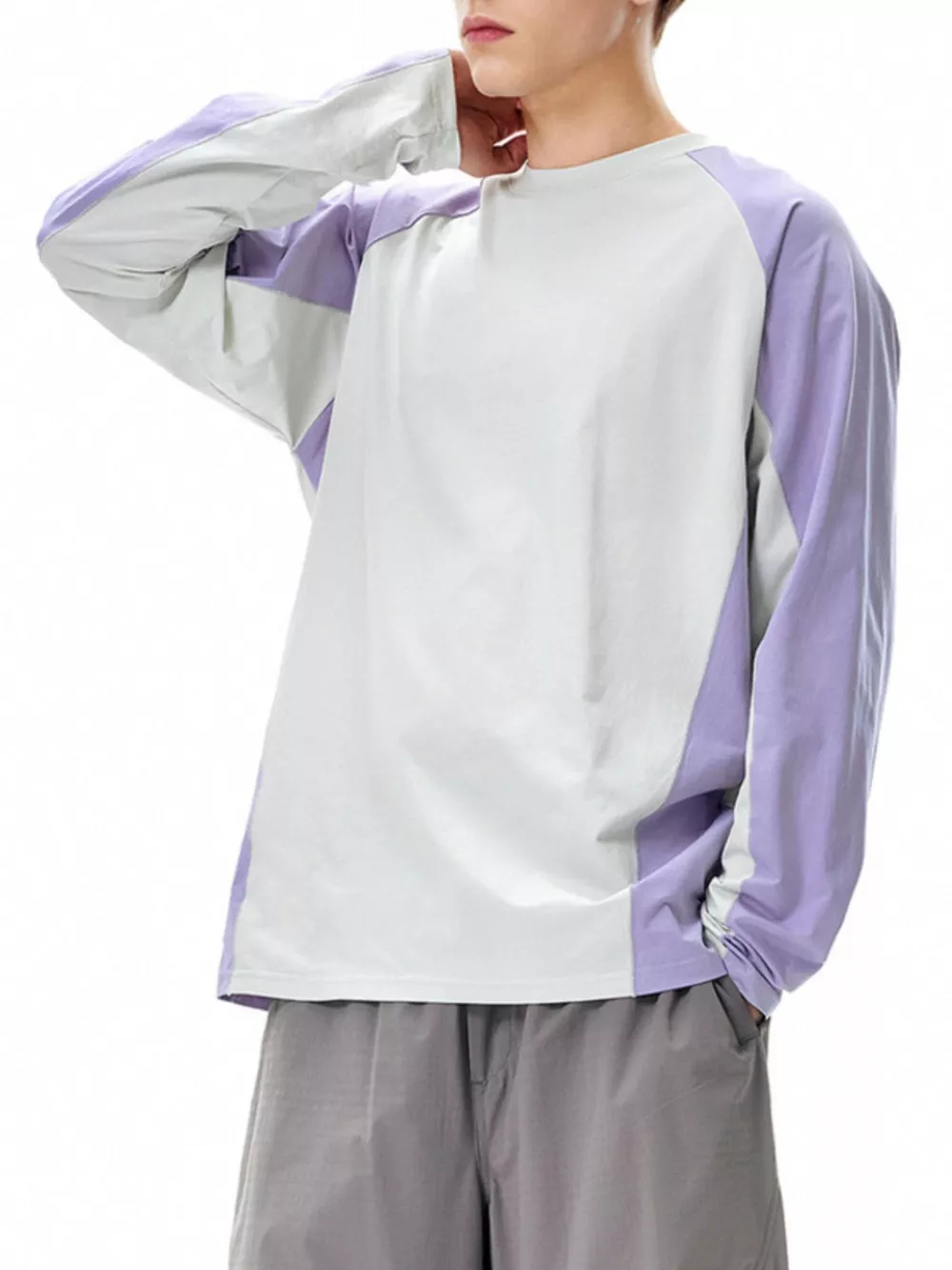 Men's Two-Tone Raglan Long Sleeve T-Shirt, image 4