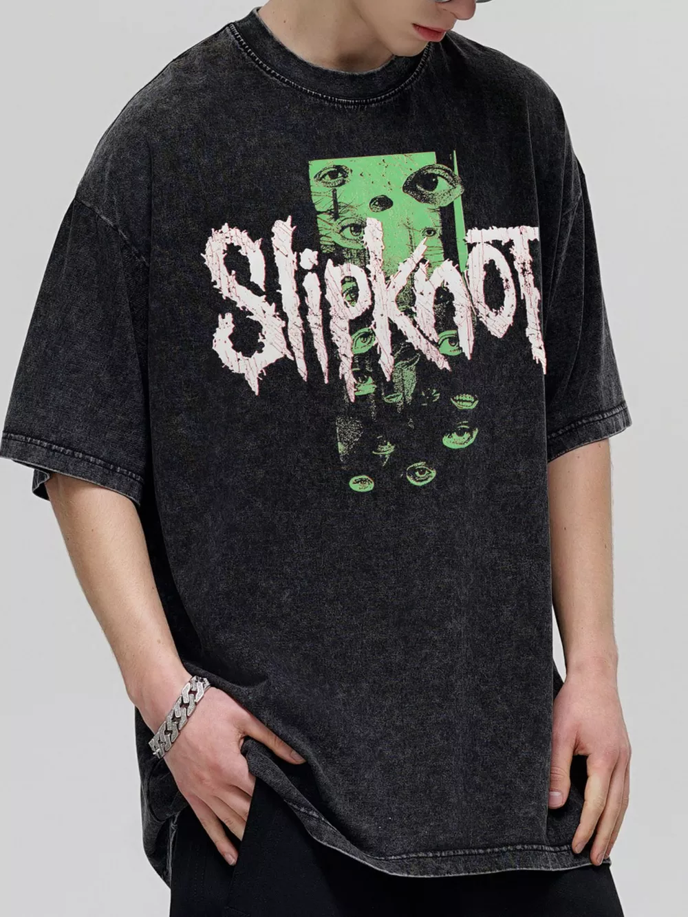 Men's Slipknot Graphic Vintage Wash T-Shirt, image 2