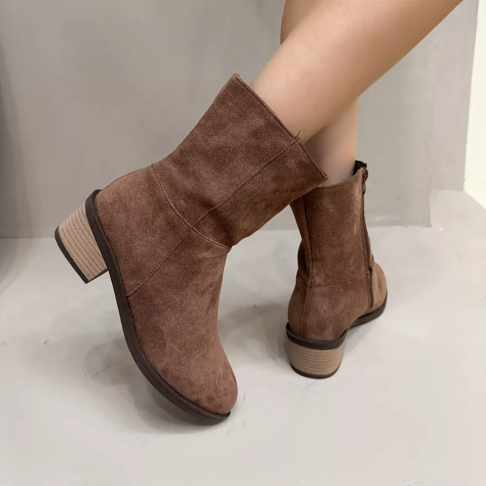 Round Toe Block Heels Ankle Boots, image 8