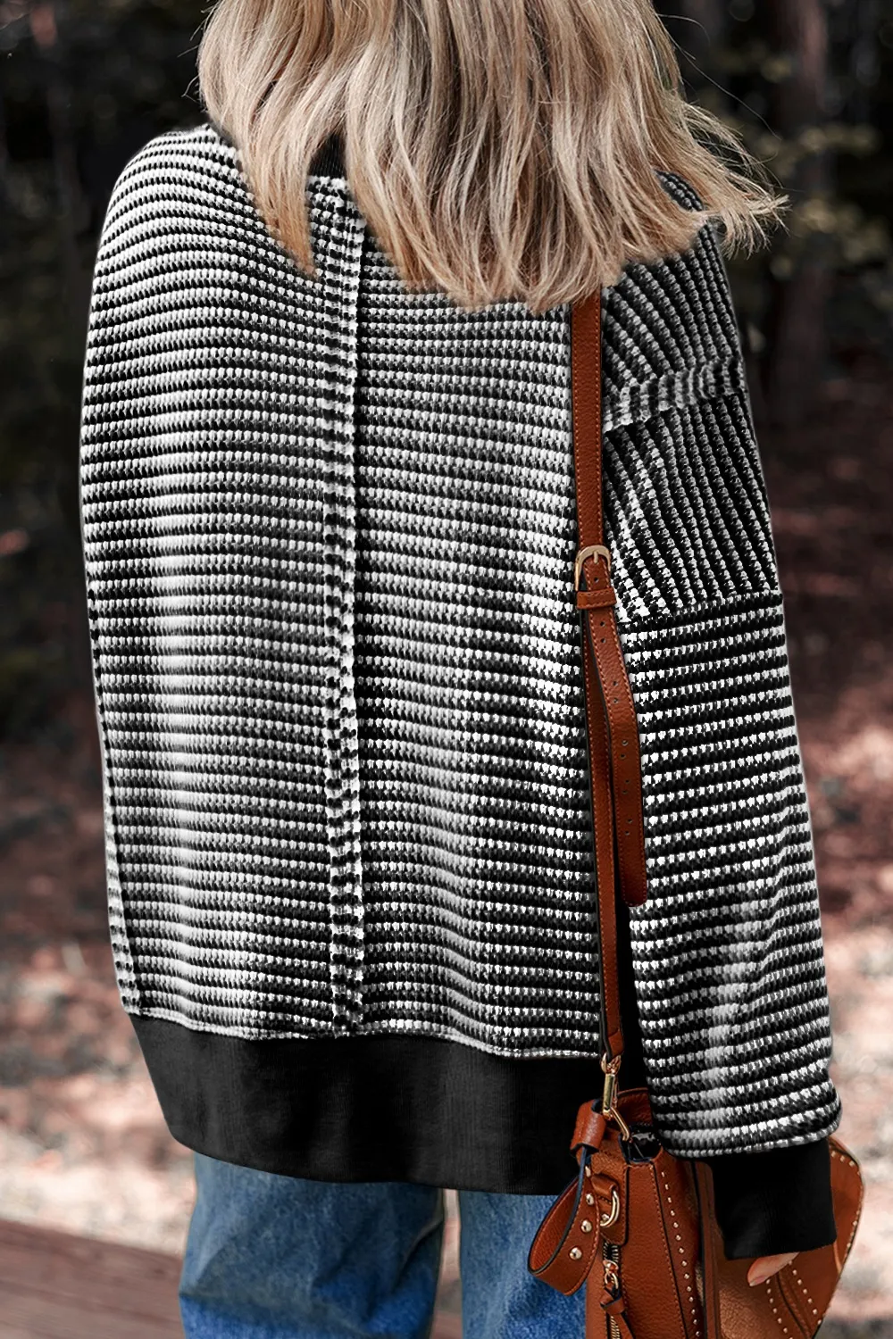 Oversized Striped Round Neck Sweatshirt, image 4