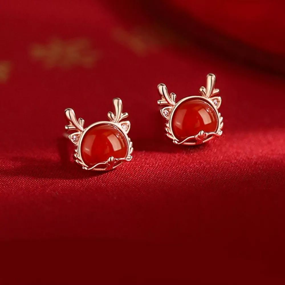 925 Sterling Silver Deer Stud Earrings, image 3