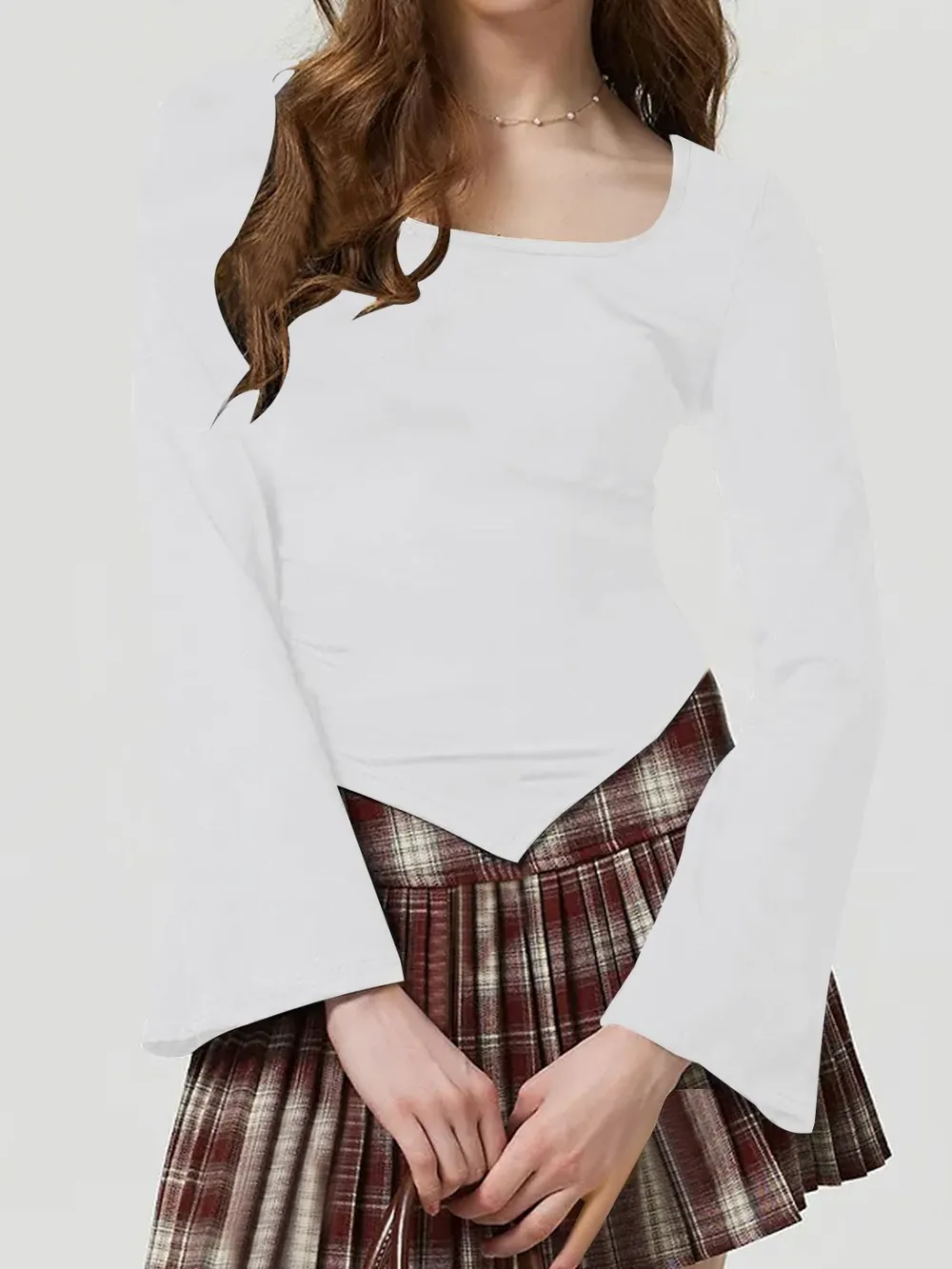 Square Neck Flare Sleeve T-Shirt, image 5
