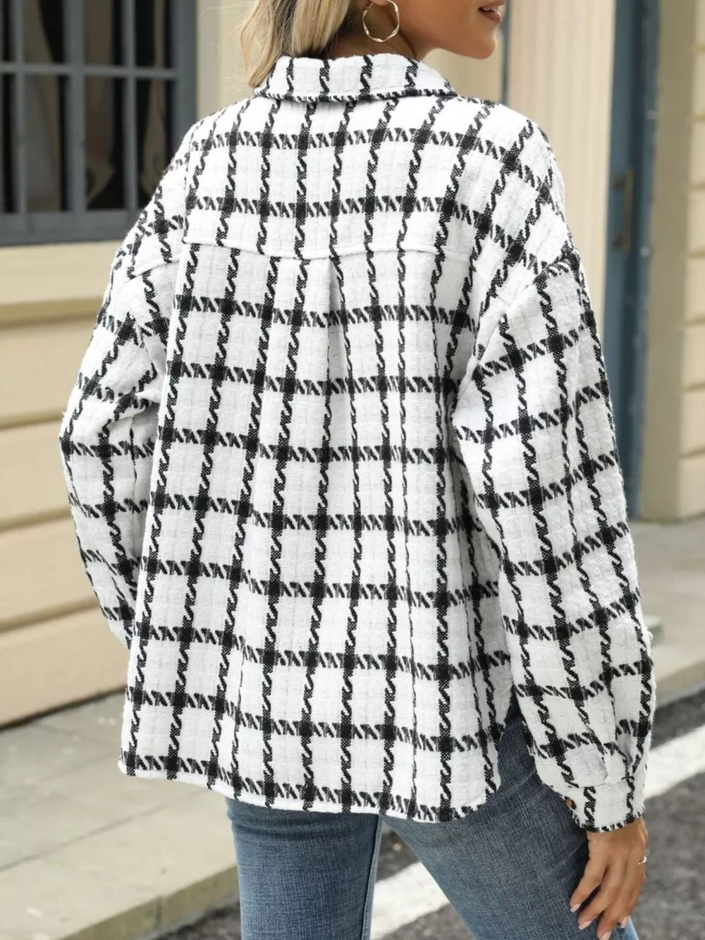 Plaid Button Up Long Sleeve Jacket, image 6