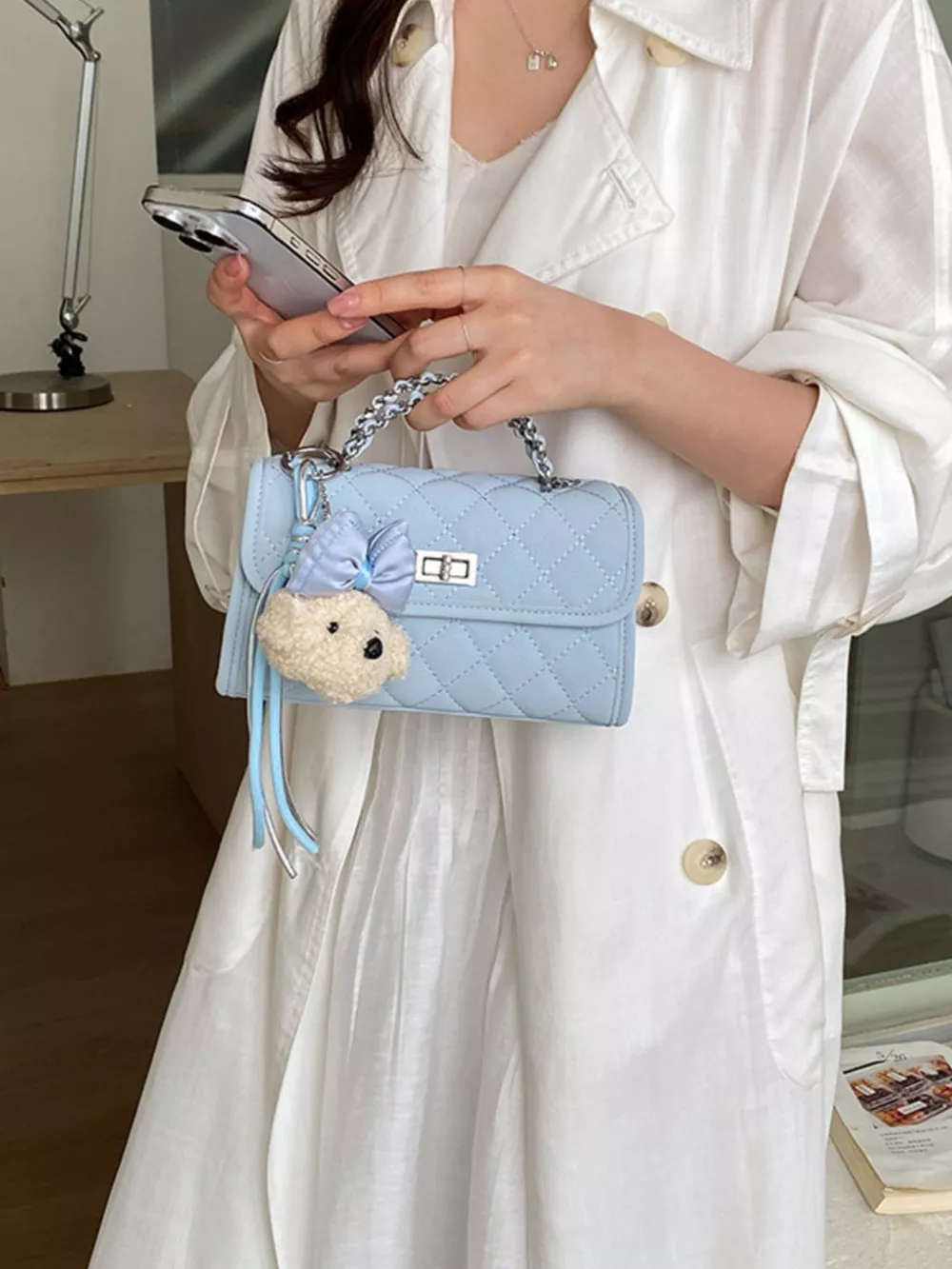 Quilted Chain Crossbody Bag, image 2