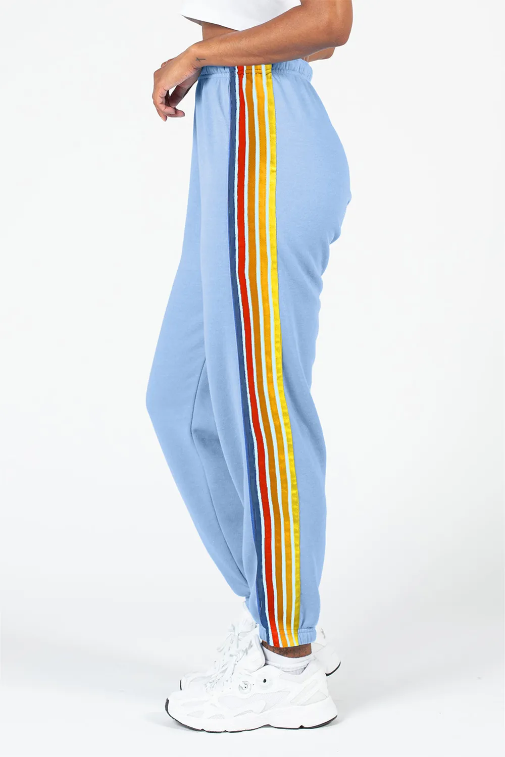 Contrast Striped Elastic Waist Active Pants, image 4
