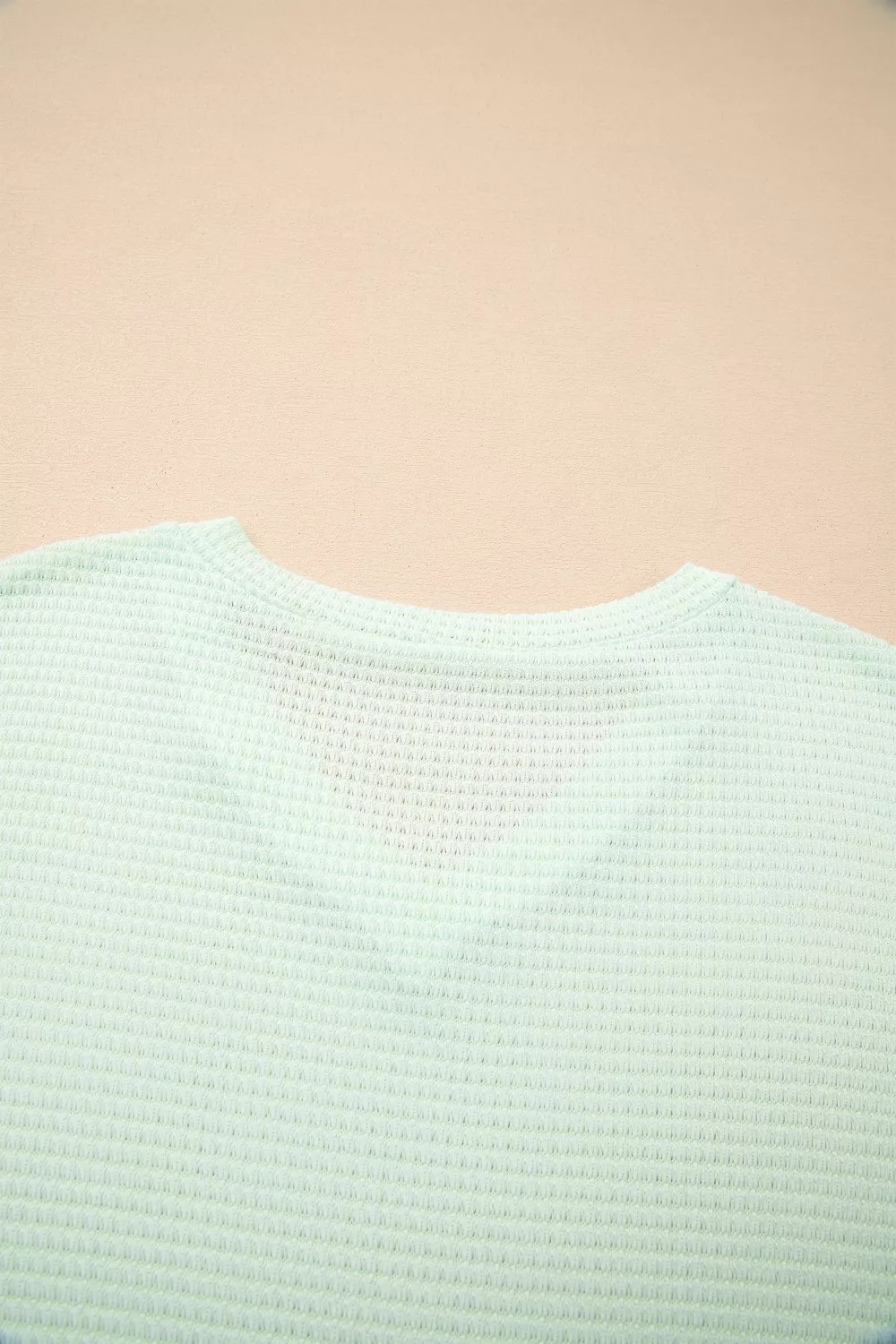 V Neck Short Sleeve Plus Size Waffle Knit Top, image 16