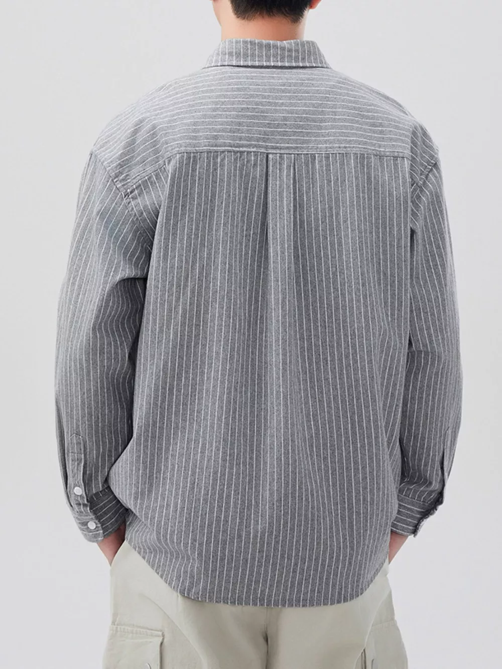 Men's Plus Size Striped Button Up Long Sleeve Shirt, image 4