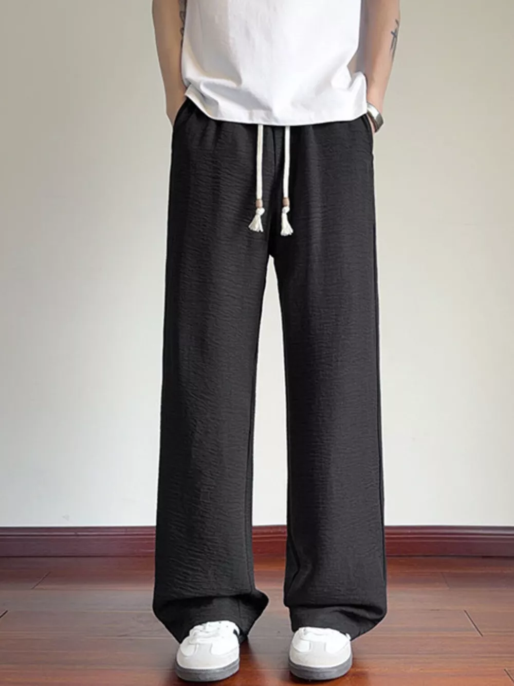 Men's Plus Size Drawstring Loose Fit Pants, image 5