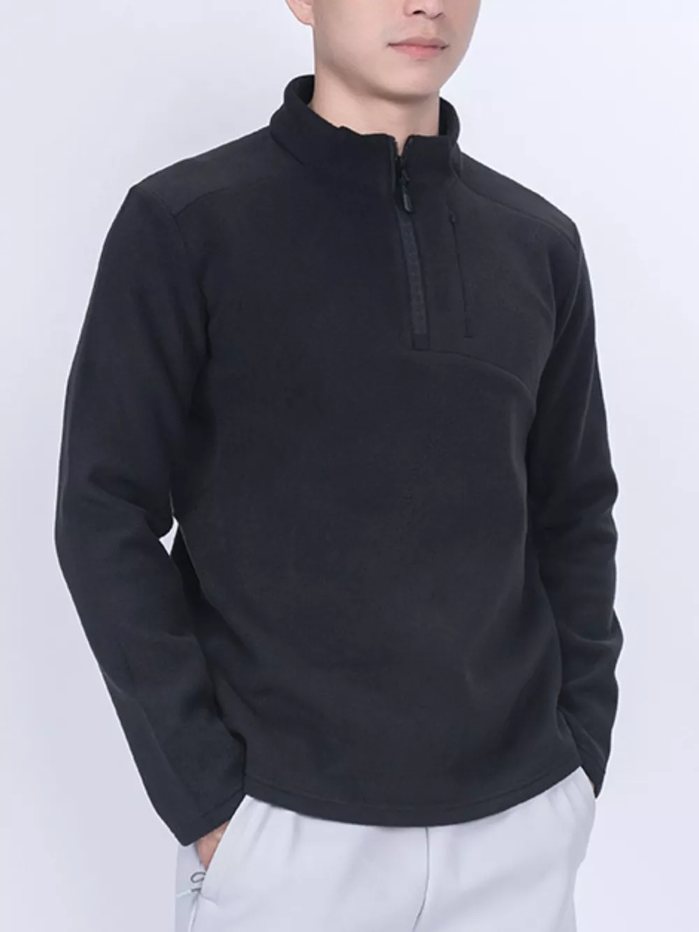 Men's Plus Size Quarter-Zip Fleece Sweatshirt, image 5