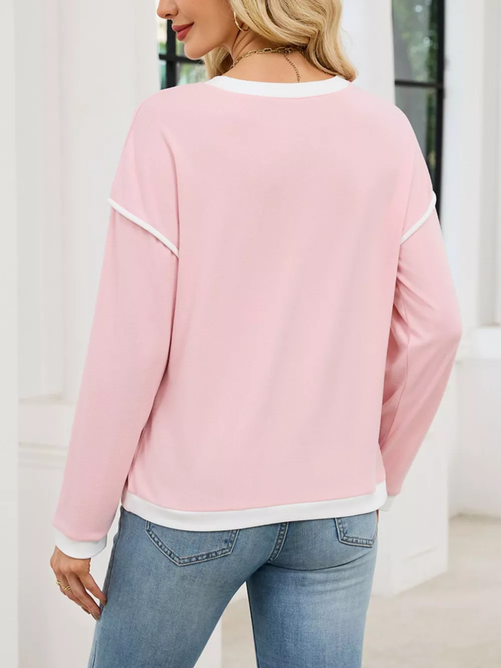 Contrast Trim Long Sleeve Sweatshirt, image 20