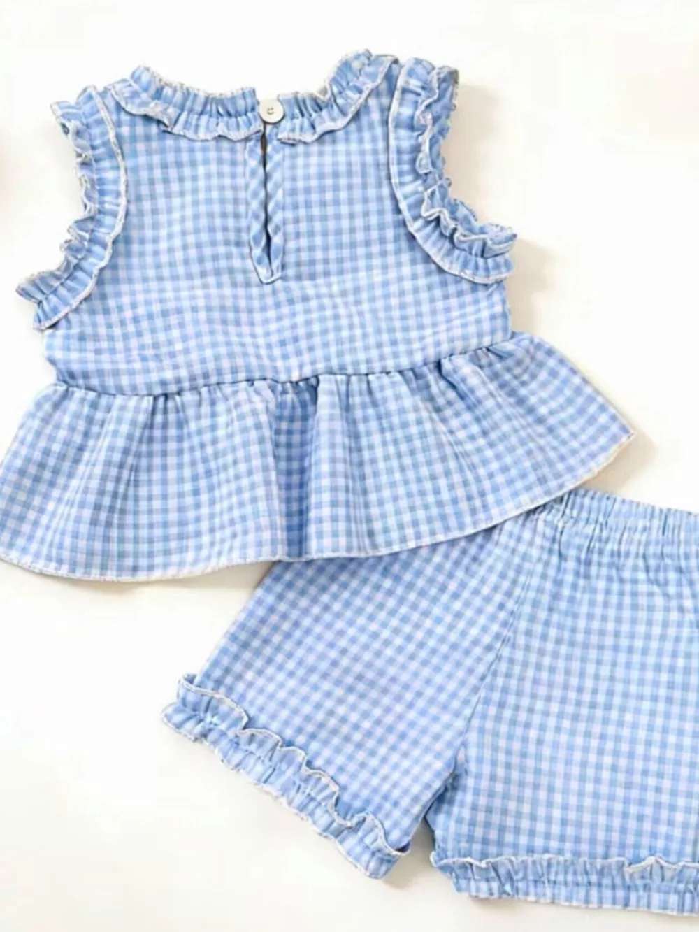 Children's Gingham Ruffle Trim Tank Top & Shorts Set, image 15