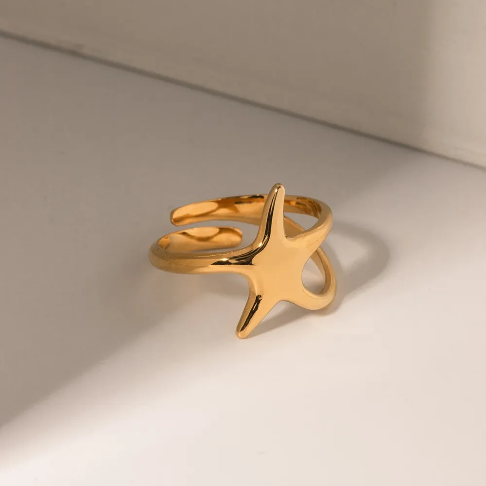 Gold-Plated Stainless Steel Star Ring, image 3