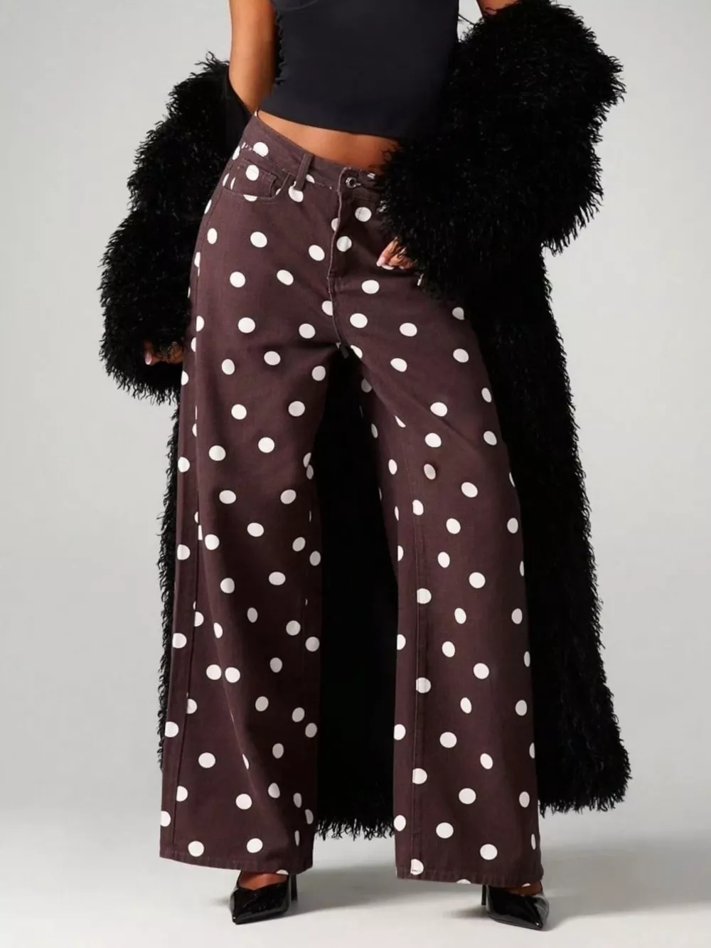 Polka Dot Wide-Leg Jeans, image 6