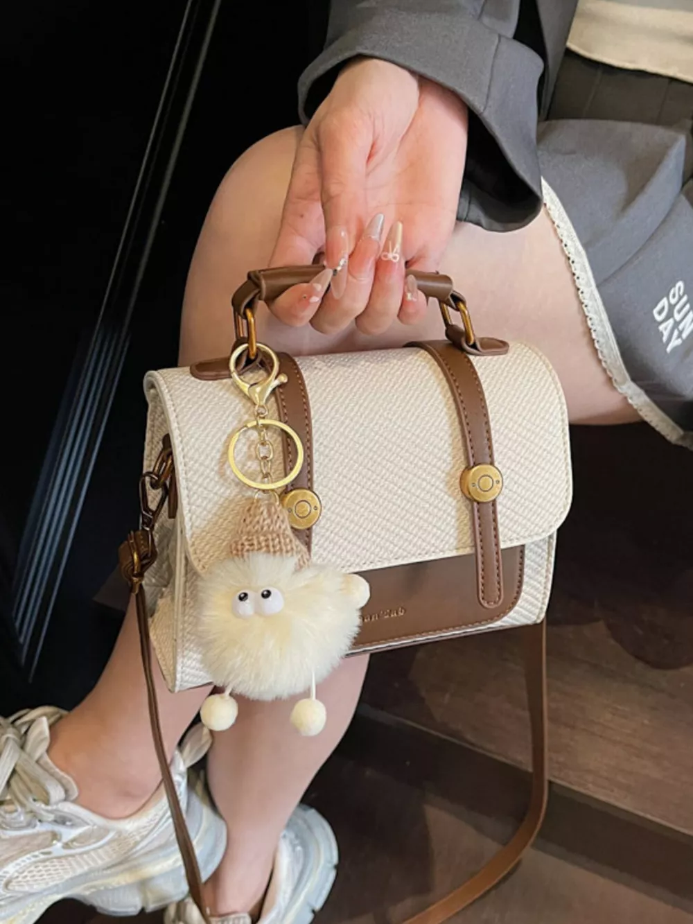 Vintage Style Flap Crossbody Bag with Charm, image 6