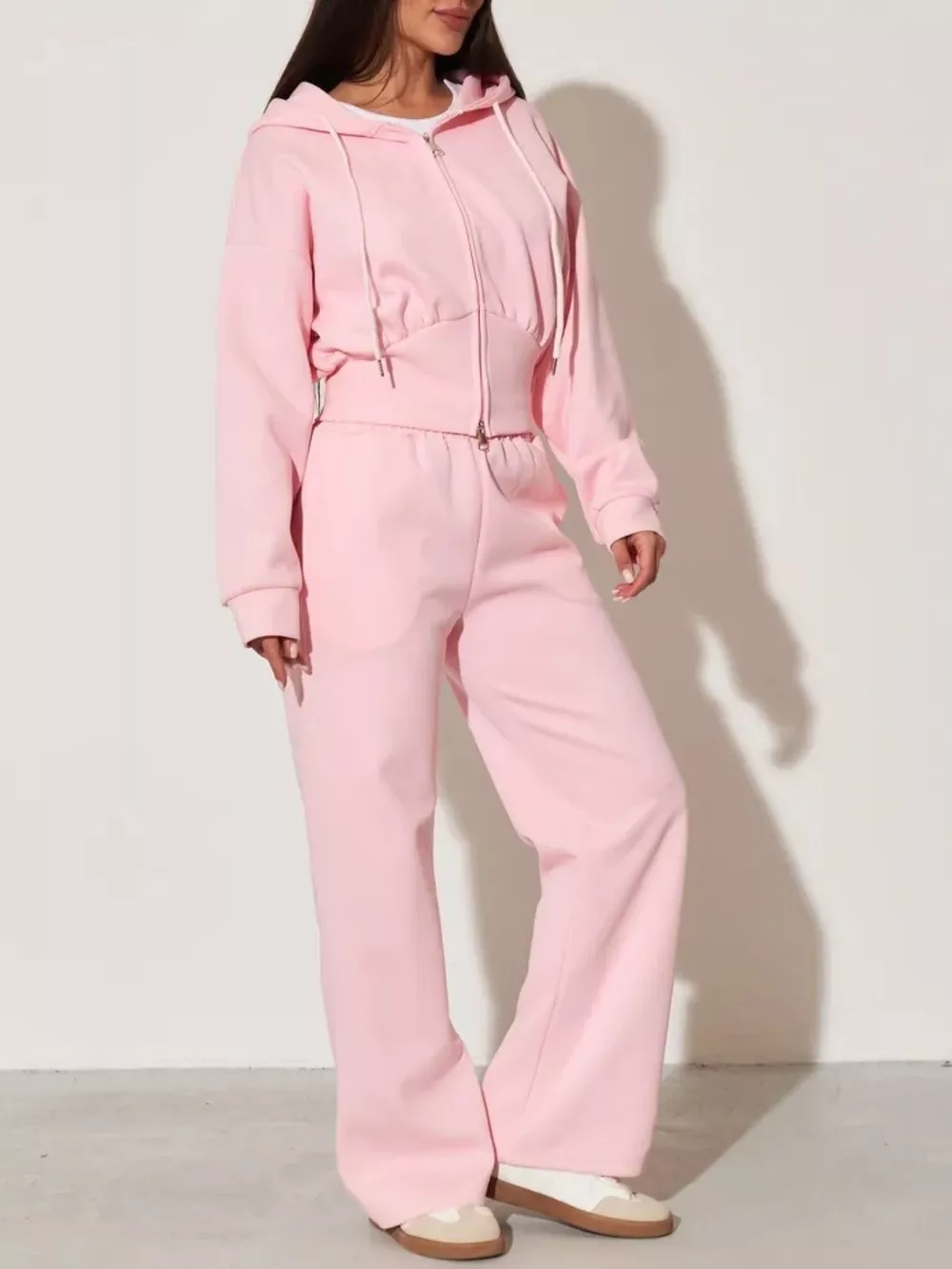 Zip-Up Hoodie and Wide-Leg Pants Set, image 32