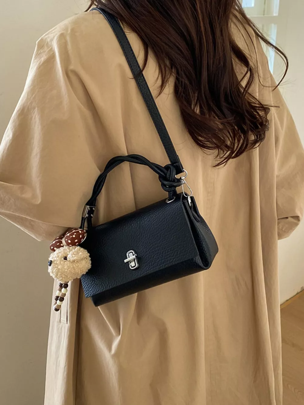 Turn-Lock Leather Crossbody Bag, image 4