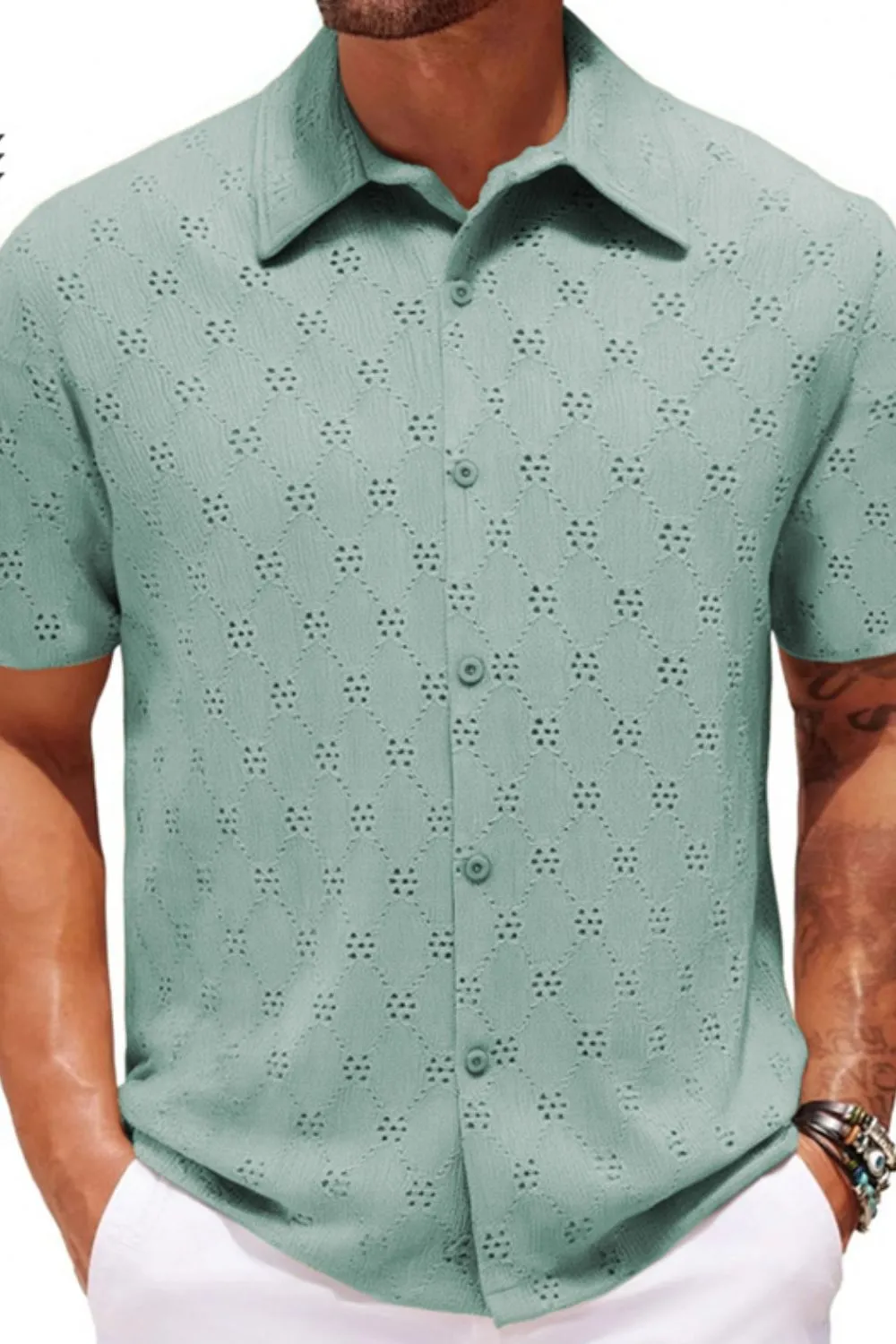 Men's Plus Size Button Down Short Sleeve Shirt, image 2