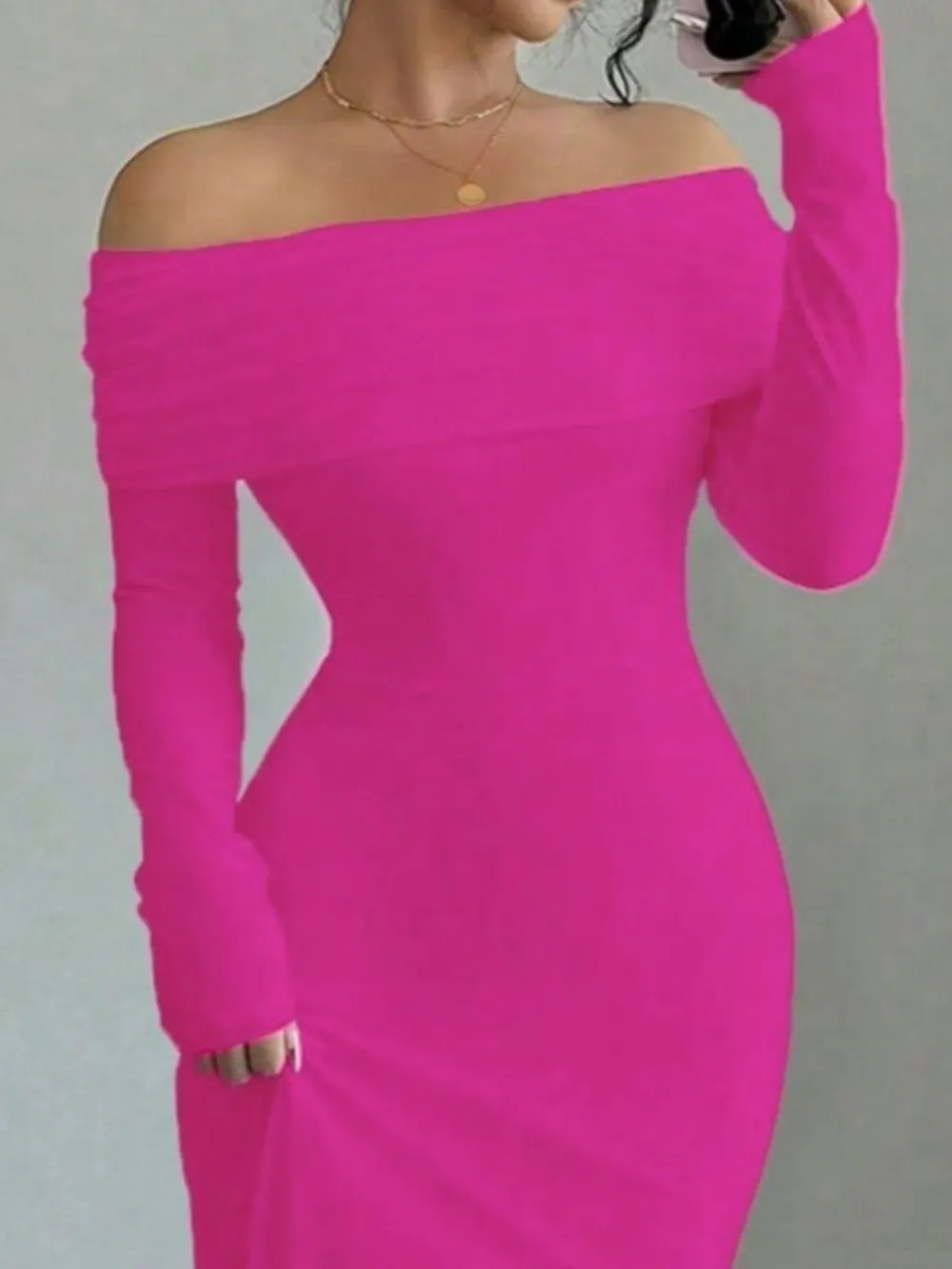 Off-Shoulder Long Sleeve Bodycon Maxi Dress, image 10