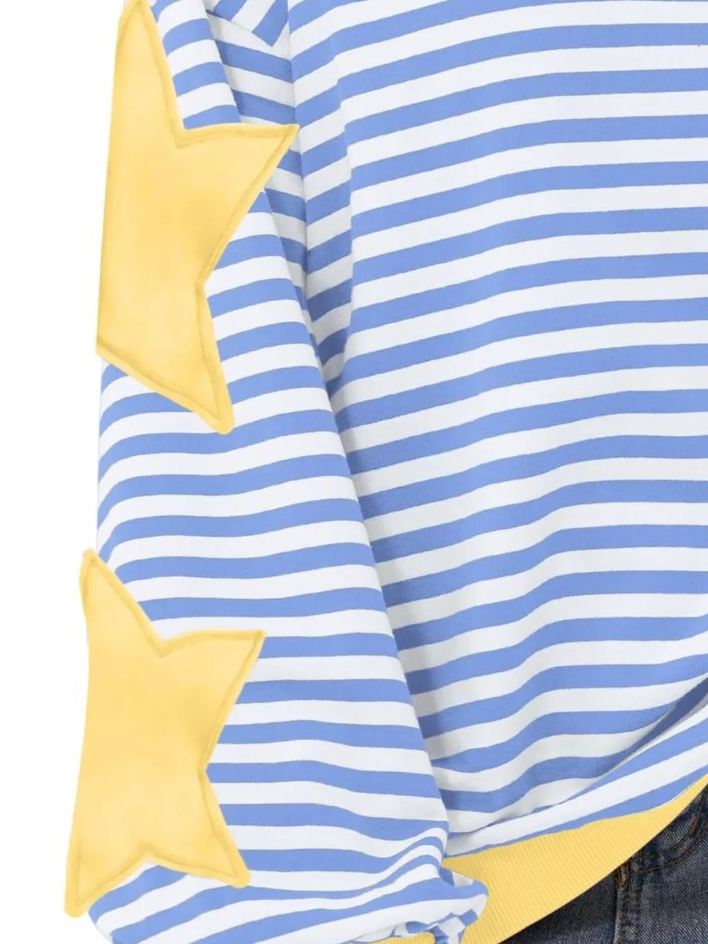 Full Size Star Patch Striped Oversized Sweatshirt Plus Size, image 8