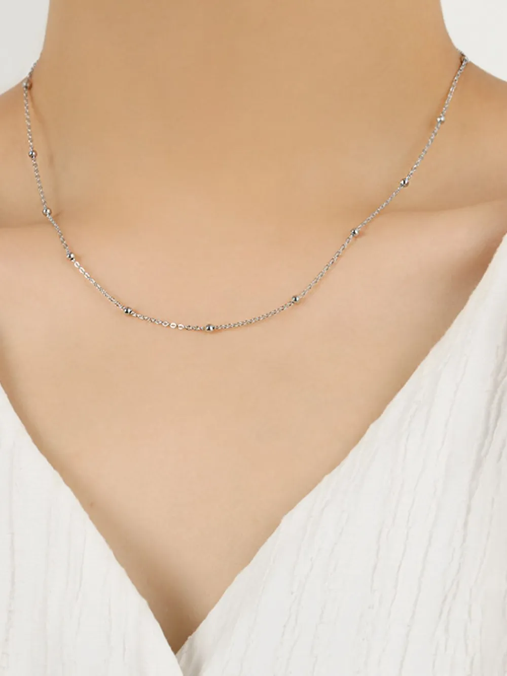 925 Sterling Silver Beaded Necklace, image 3