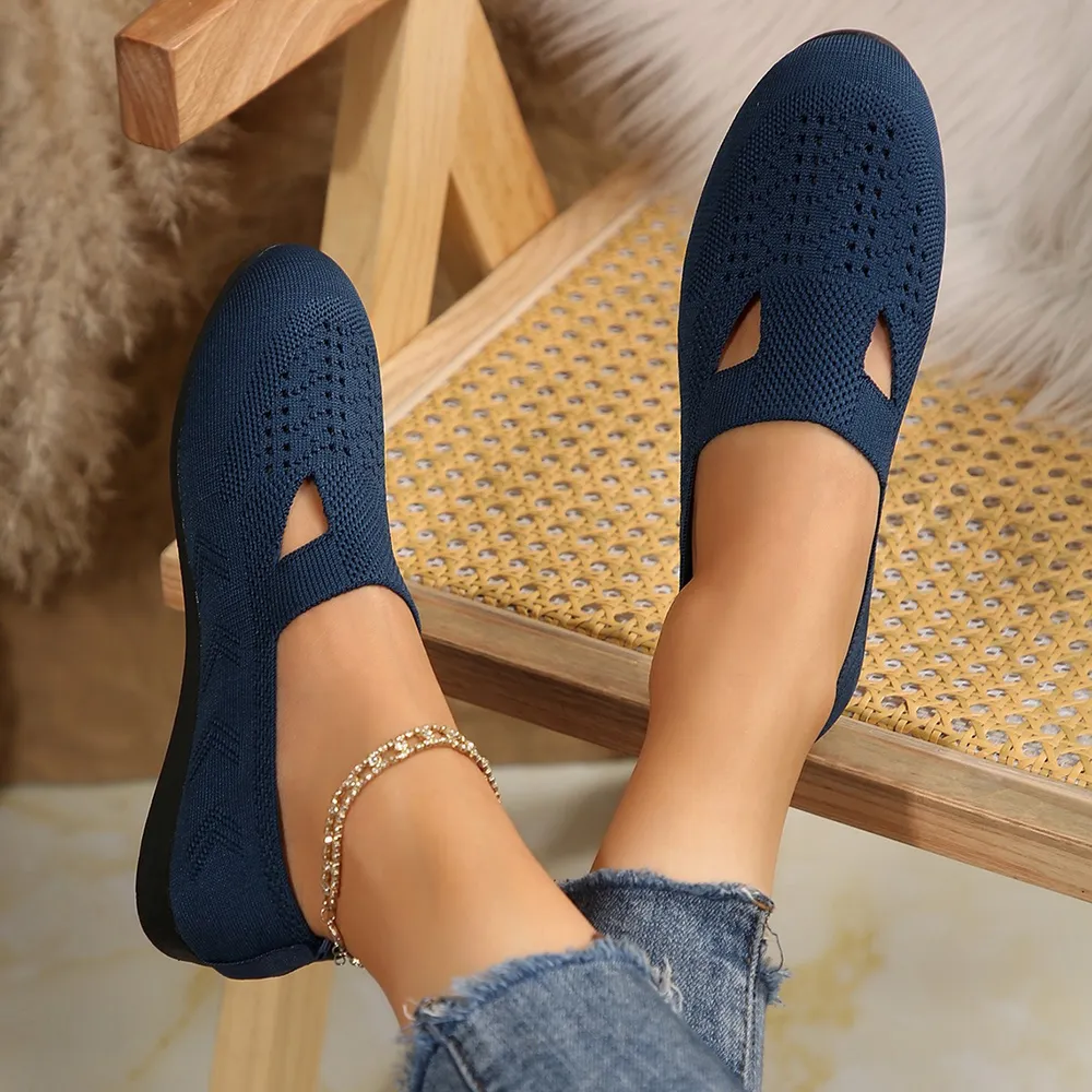 Breathable Mesh Round Toe Flat Slip-Ons, image 4