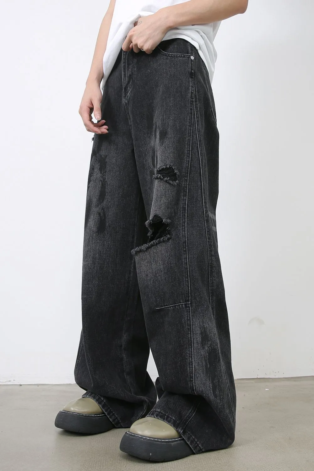 Men's Distressed Baggy Jeans, image 3
