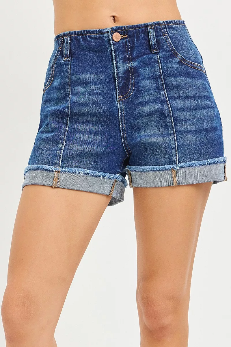 Slouchy Cuffed Denim Shorts