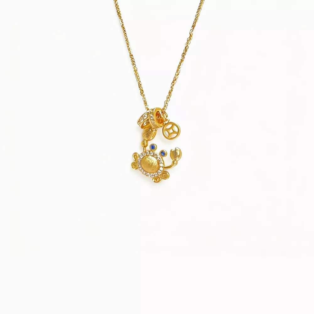 18K Gold-Plated Crab Pendant Necklace, image 4