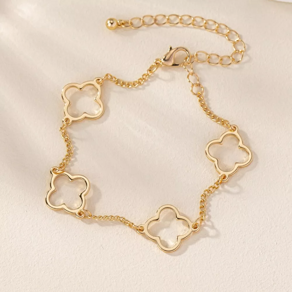 18K Gold-Plated Four Leaf Clover Bracelet, image 3