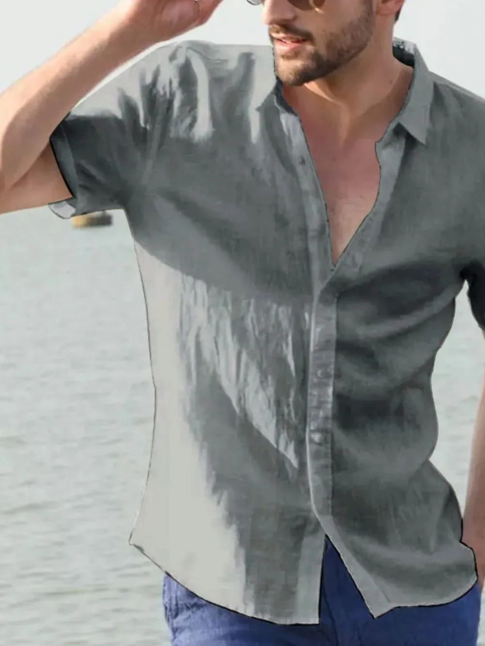 Men's Full Size Button Up Short Sleeve Shirt Plus Size, image 6
