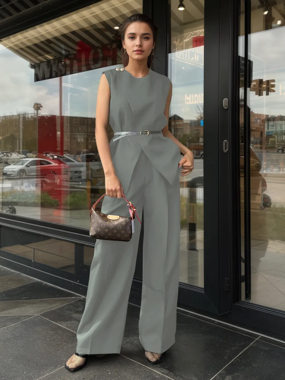 Sleeveless Top and Pants Set, image 4