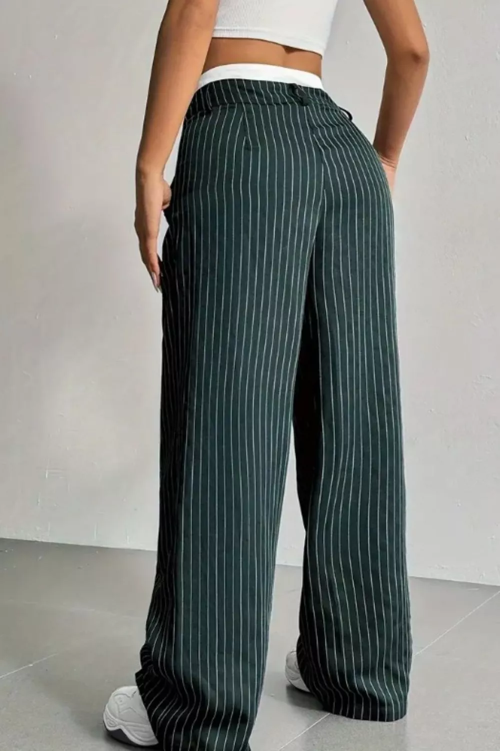 High-Waisted Pinstripe Wide-Leg Pants, image 4