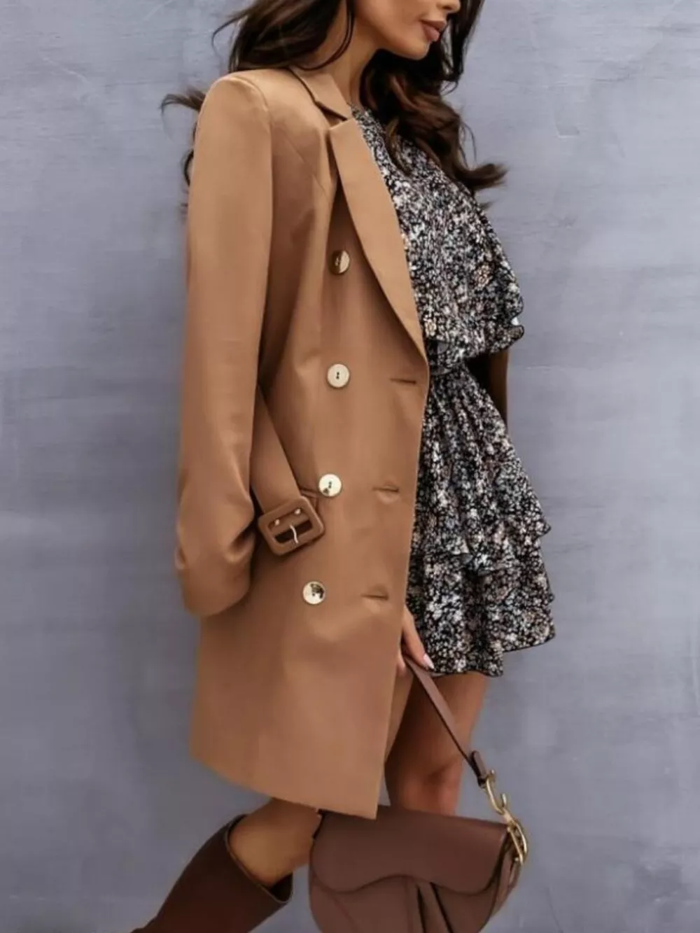 Double-Breasted Belted Blazer Dress, image 3