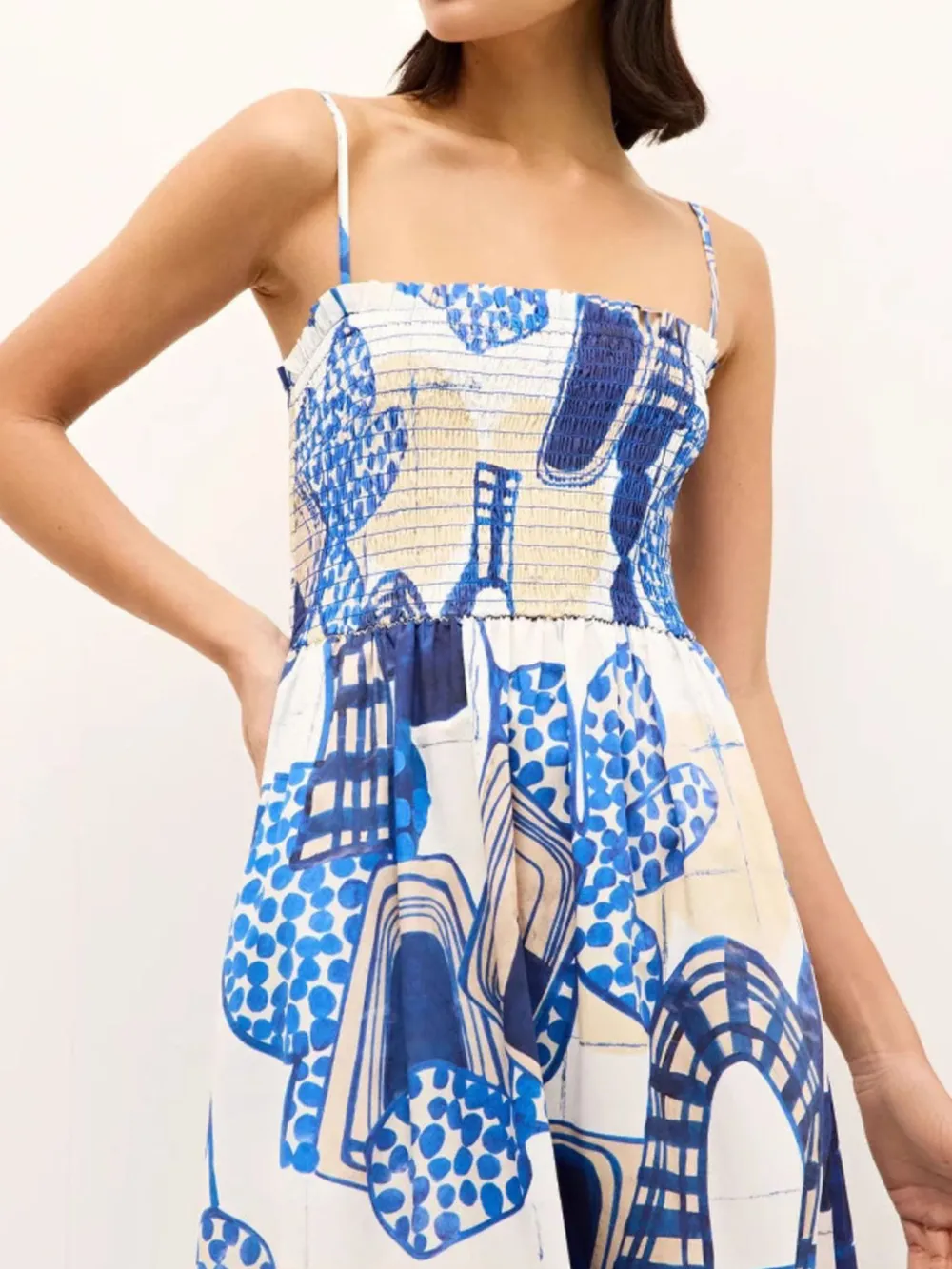 Printed Square Neck Cami Midi Dress, image 4