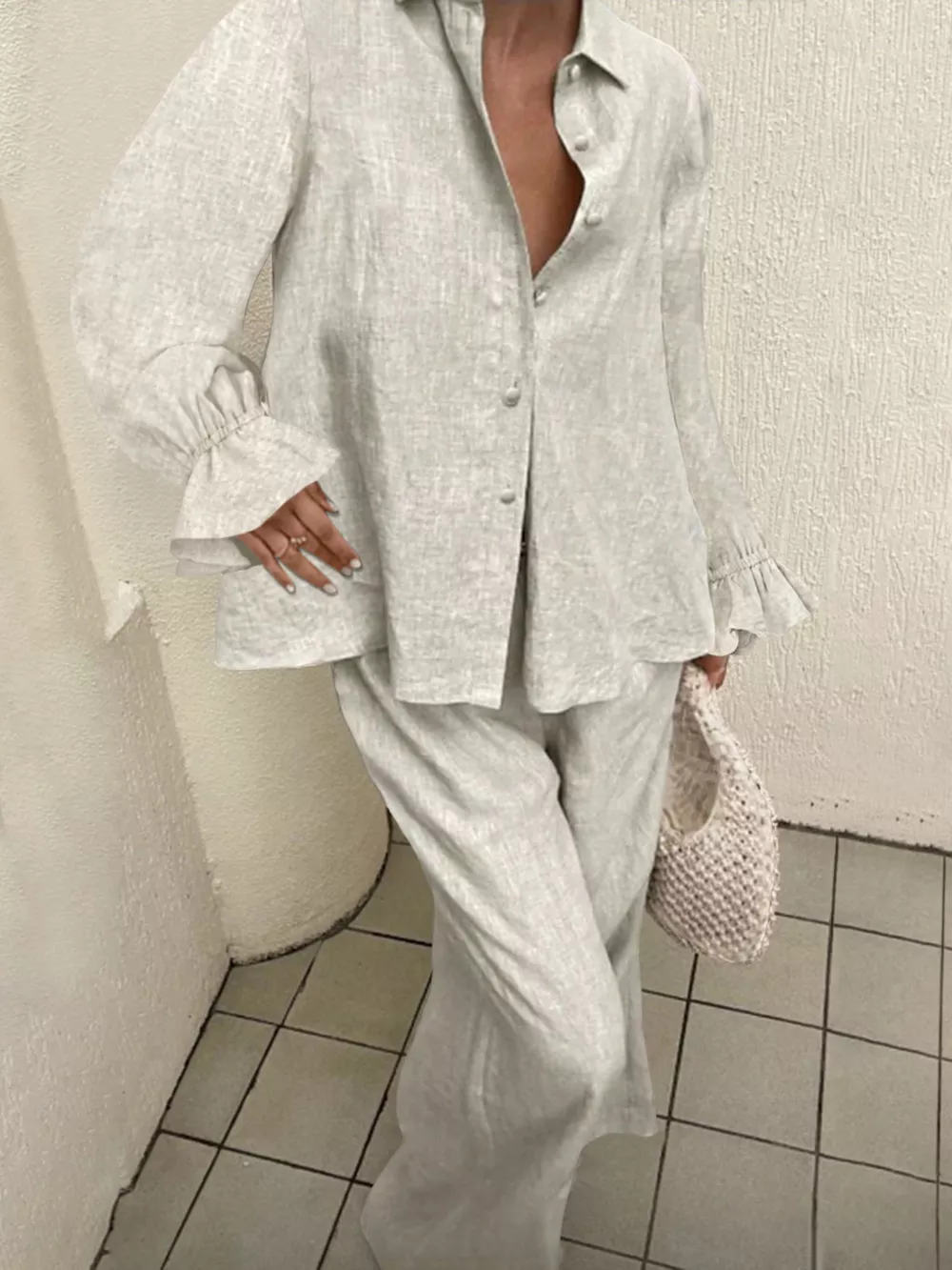 Ruffle Sleeve Shirt and Pants Set, image 5