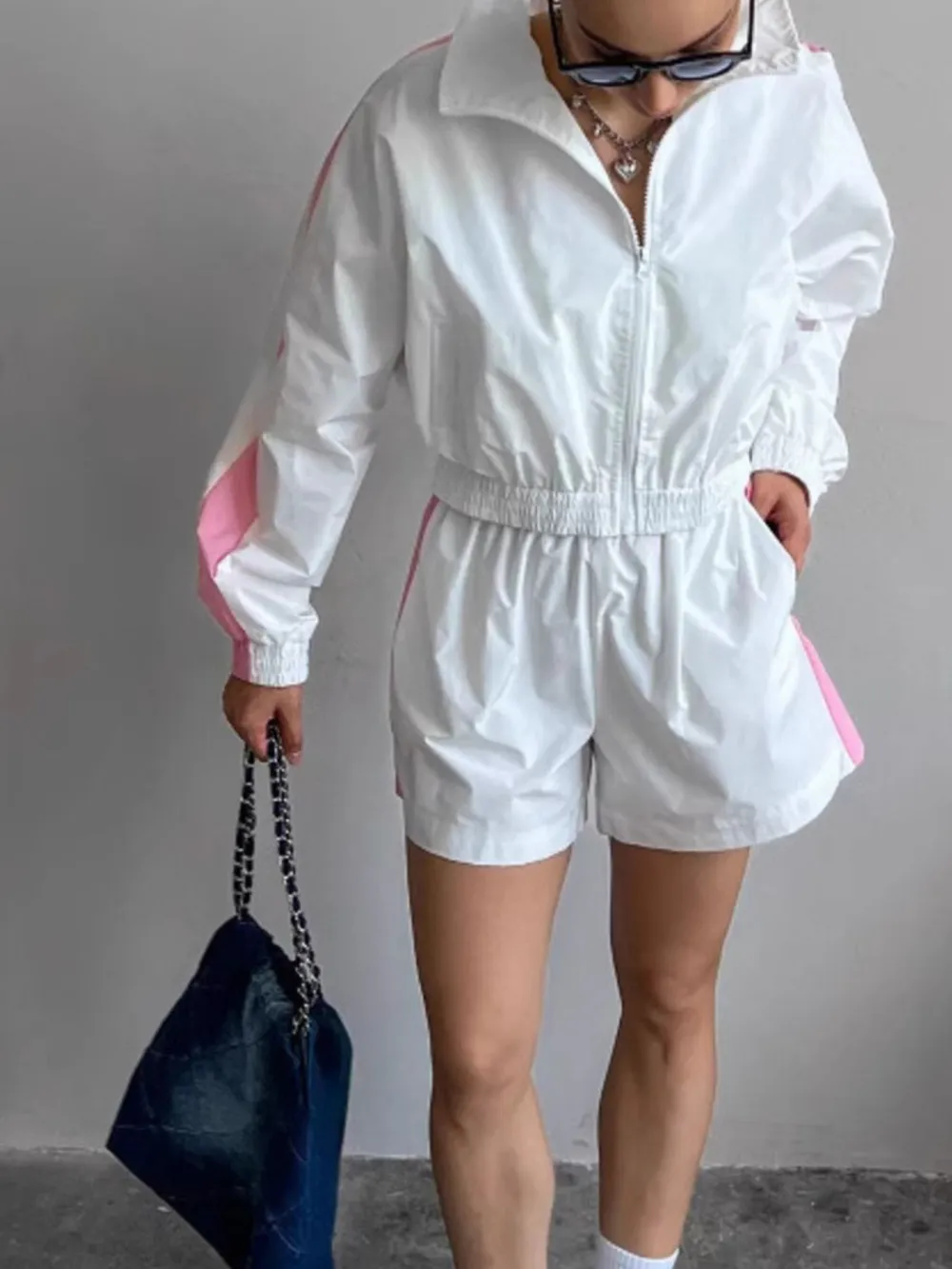 Zip Up Long Sleeve Jacket and Shorts Set, image 9