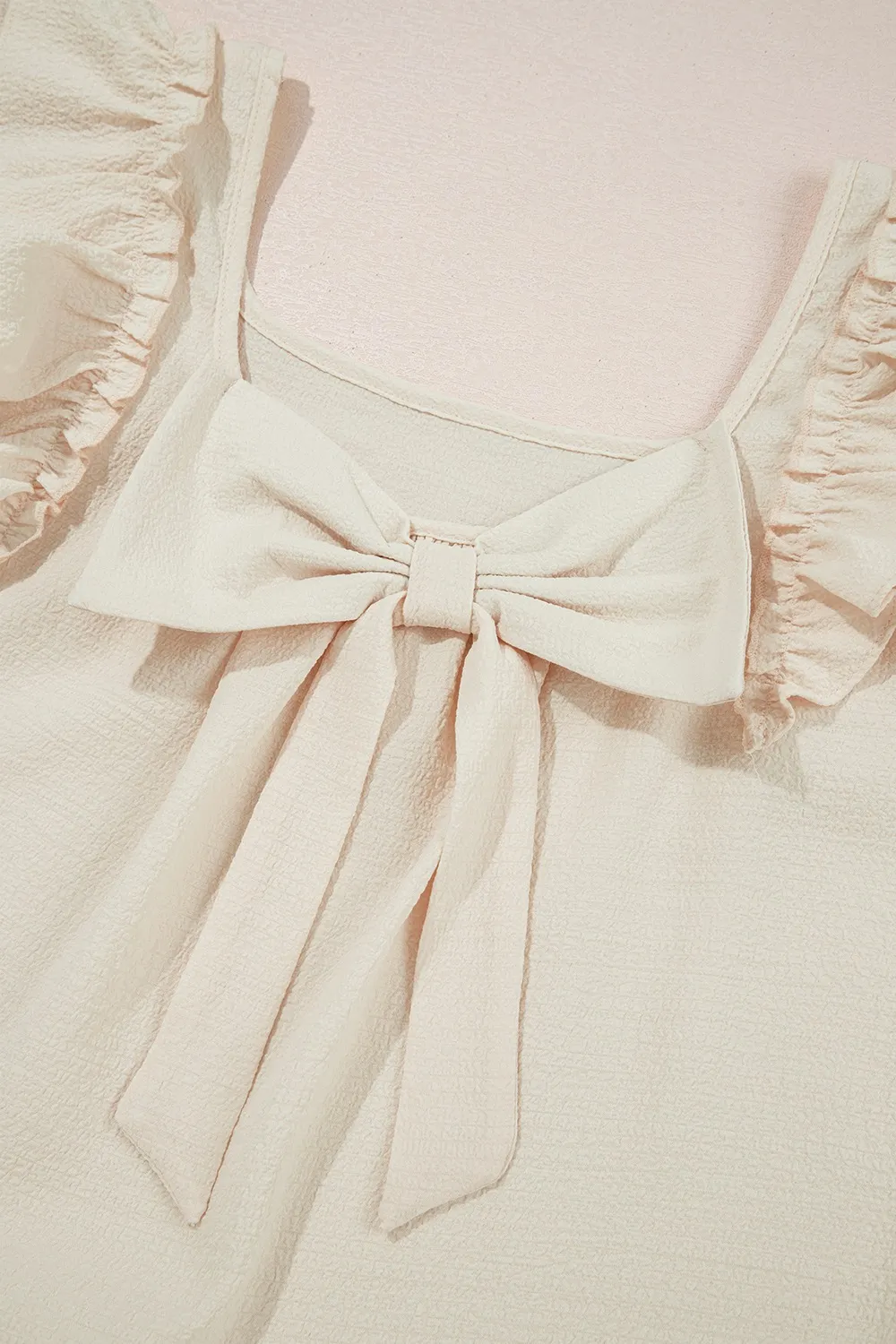 Bow Back Ruffled Cap Sleeve Blouse, image 5