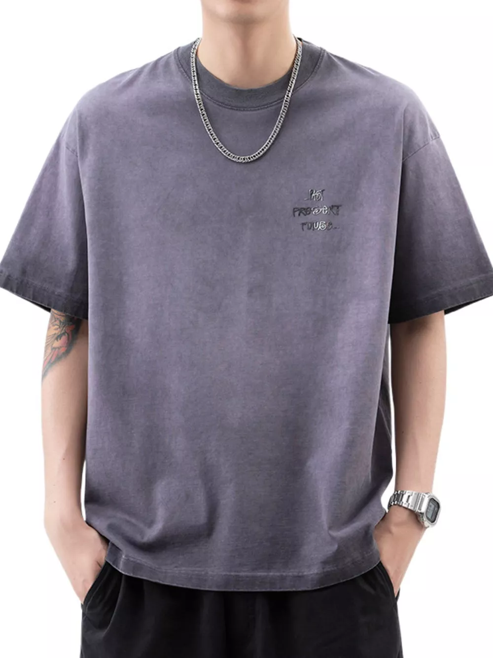 Men's Plus Size Oversized Round Neck Letter Graphic T-Shirt, image 7