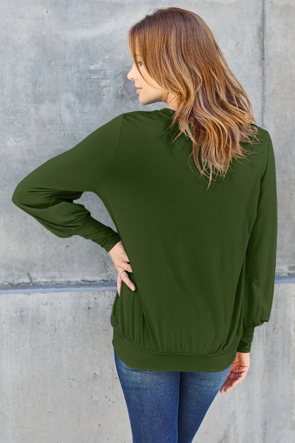 Full Size V-Neck Lantern Sleeve Top, image 26