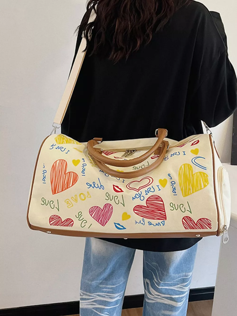 Printed Duffel Bag with Adjustable Strap, image 4