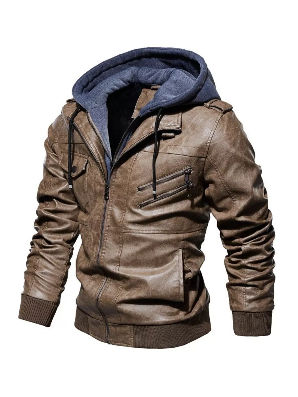 Men's Full Size Zip Up Drawstring Hooded Jacket Plus Size, image 4