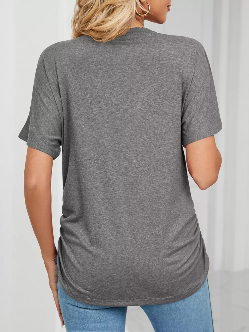 Casual V-Neck Short Sleeve T-Shirt, image 26