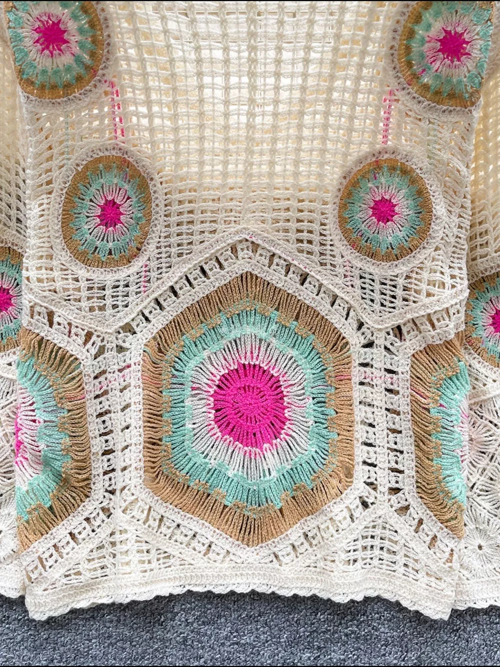 Crochet V-Neck Knit Cover Up, image 4