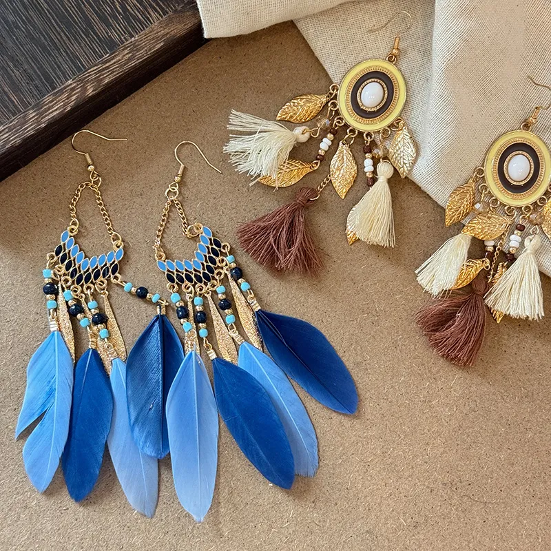 Alloy Rice Bead Dangle Earrings, image 7